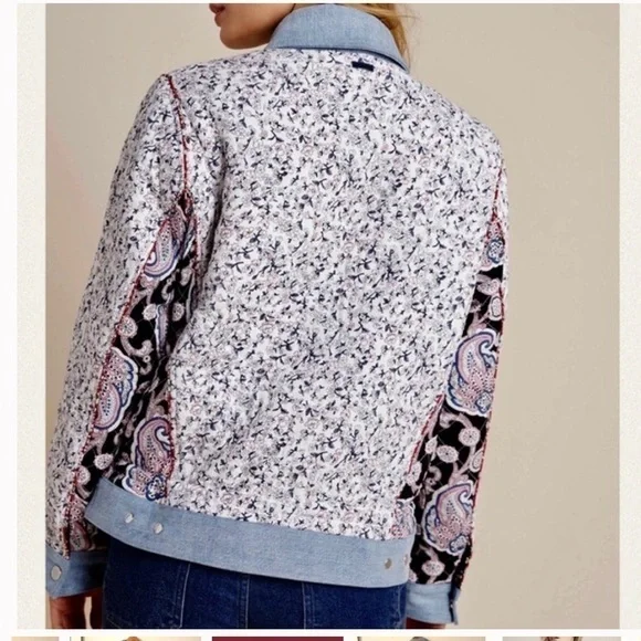 BLANK NYC Anthropologie Reversible Patchwork Denim cotton Jean Jacket XS fits M - Picture 4 of 16